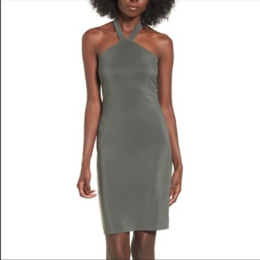 MLeith Olive Green‎ Halter Tie Dress